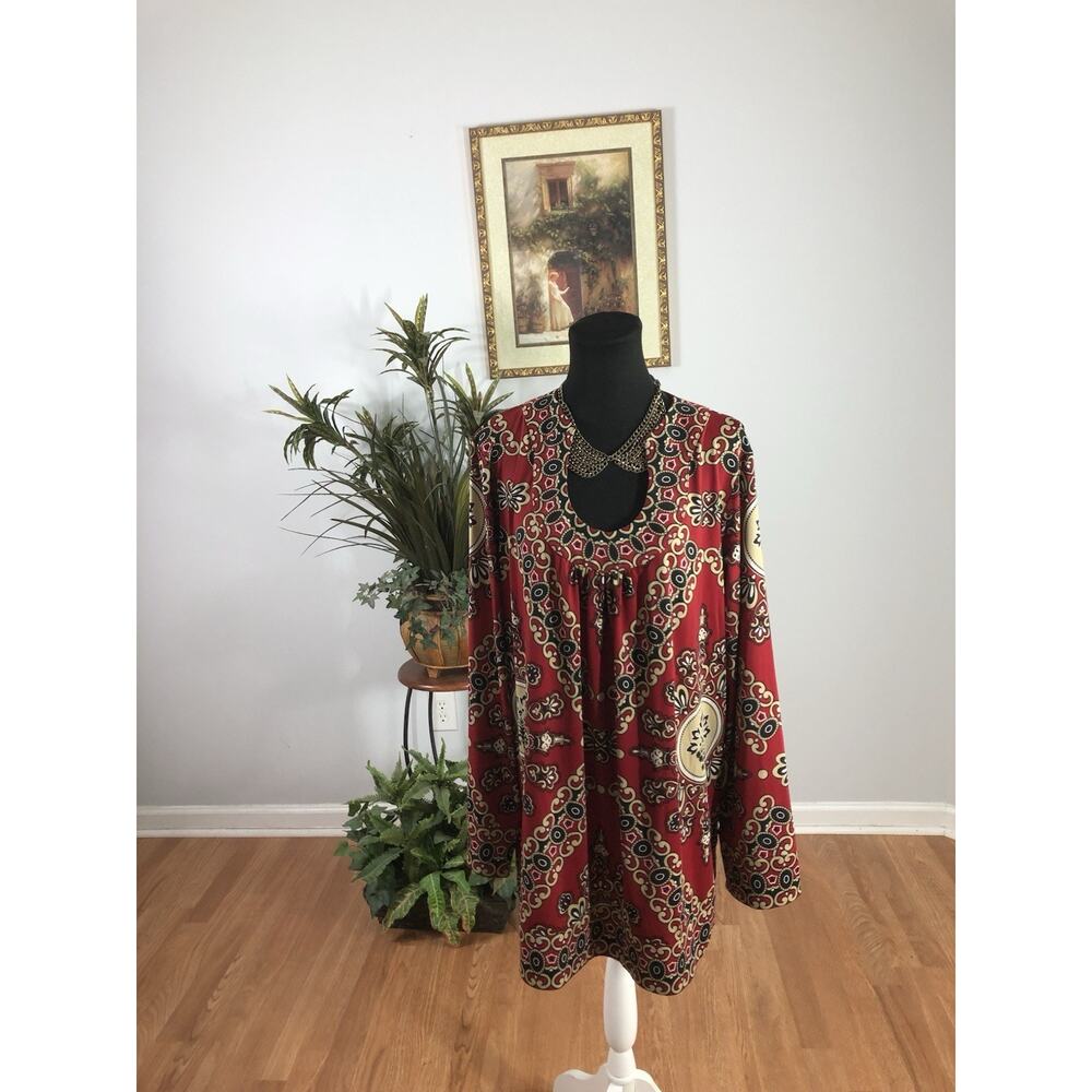 INC Women 1X‎ Long Sleeve Tunic Tank Top Mini T-shirt Dress Wimsigoth Boho Fairy